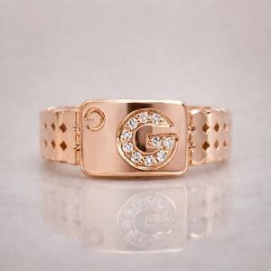 Rose Gold Crystal 'G' Accent Women's Ring